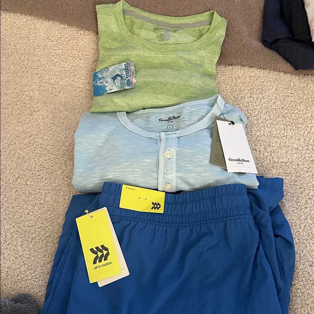 Goodfellow, All in Motion, Reel Legends Men’s Bundle. Swim shorts and 2 tops NWT - Picture 10 of 10
